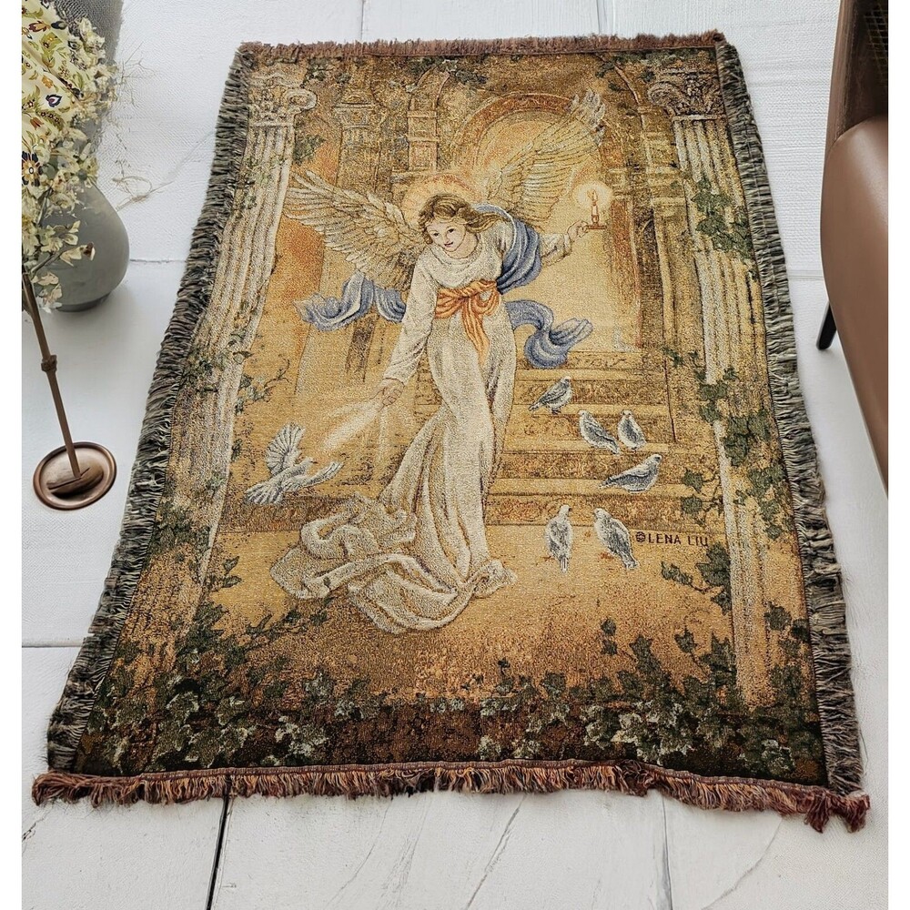 Lena Liu Angel Of Light Large Wall Tapestry Blanket Doves Birds Hanging 68”x 51”